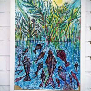 Cuadro de Peces rojos  en Manglar