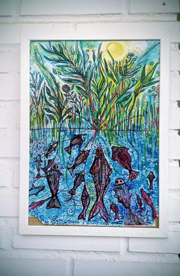 Cuadro de Peces rojos  en Manglar