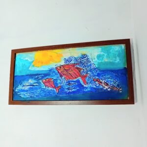 Cuadro banco de peces rojos